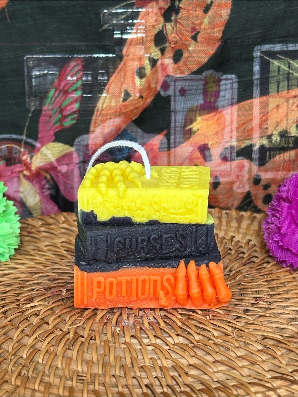 Handmade Triple Spell Book Candle – Curses & Potions